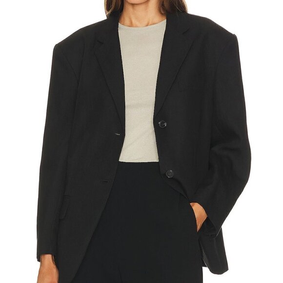New Theory Galena Boxy Oversized Linen Black Jacket/Blazer NWT Size Petite Small - Picture 3 of 17